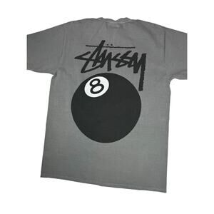 Vintage Stussy Gray Double Side Eight Ball 8 Ball USA Shirt Size Medium